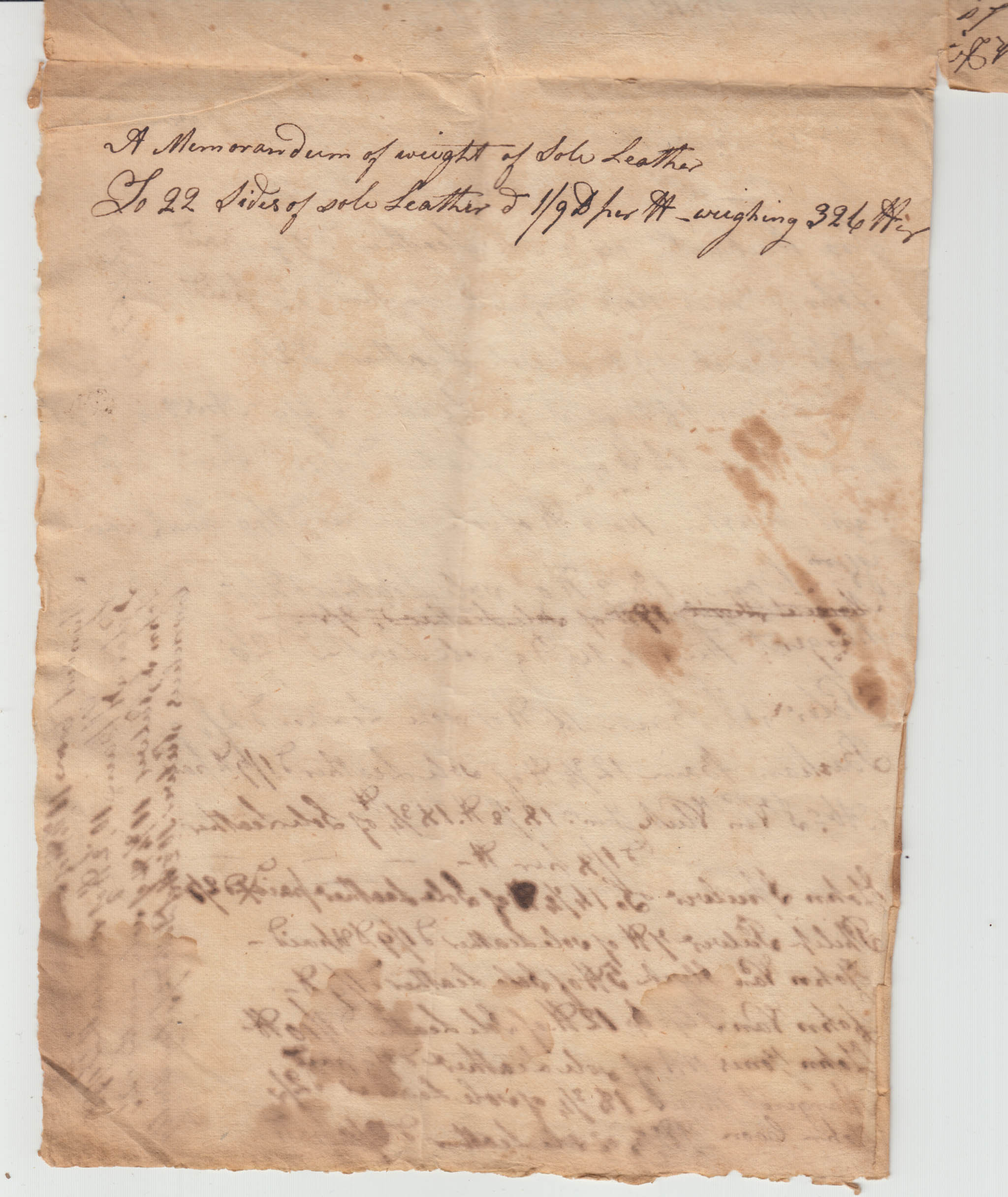 BH106, 1821 Ledger, Christina Huyck's Sole Leather Sales, and Penmanship Practice Sheet of Aaron Bain